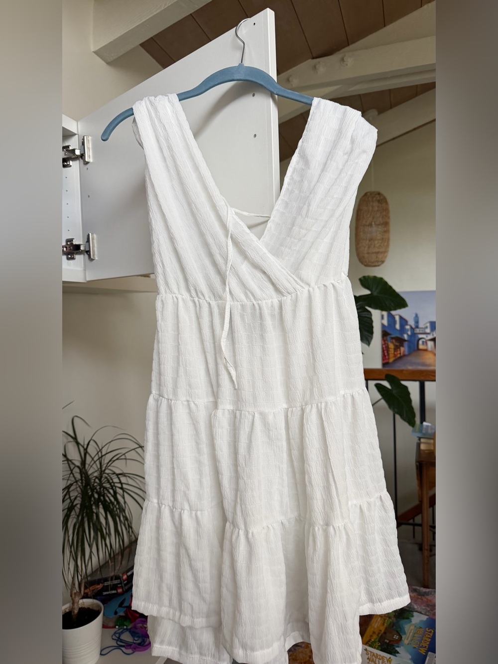 White Tiered V-Neck Summer Dress